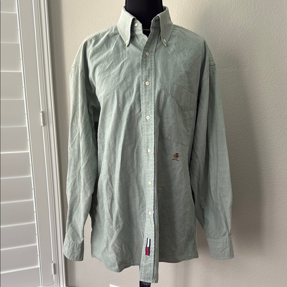 Tommy Hilfiger Green Button Down oxford 100% cotton